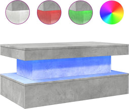 vidaXL - Salontafel - met - LED-verlichting - 90x50x40 - cm - betongrijs