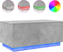 vidaXL - Salontafel - met - LED-verlichting - 90x50x40 - cm - betongrijs