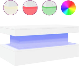 vidaXL - Salontafel - met - LED-verlichting - 90x50x40 - cm - wit