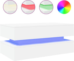 vidaXL - Salontafel - met - LED-verlichting - 90x50x40 - cm - wit