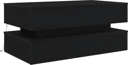 vidaXL - Salontafel - met - LED-verlichting - 90x50x40 - cm - zwart - eiken