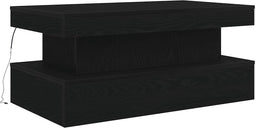 vidaXL - Salontafel - met - LED-verlichting - 90x50x40 - cm - zwart - eiken