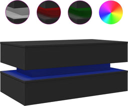 vidaXL - Salontafel - met - LED-verlichting - 90x50x40 - cm - zwart