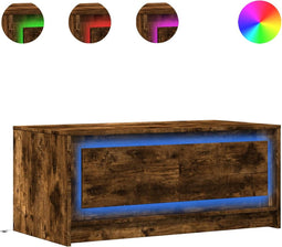 vidaXL - Salontafel - met - LED-verlichting - bewerkt - hout - gerookt - eikenkleur