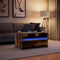 vidaXL - Salontafel - met - LED-verlichting - bewerkt - hout - gerookt - eikenkleur