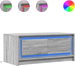 vidaXL - Salontafel - met - LED-verlichting - bewerkt - hout - grijs - sonoma - eiken
