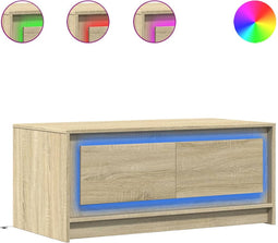 vidaXL - Salontafel - met - LED-verlichting - bewerkt - hout - sonoma - eikenkleurig