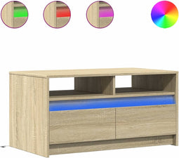 vidaXL - Salontafel - met - LED-verlichting - bewerkt - hout - sonoma - eikenkleurig