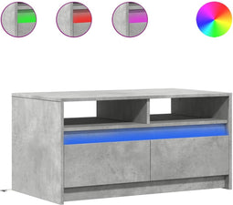 vidaXL - Salontafel - met - LED-verlichting - bewerkt - hout - betongrijs