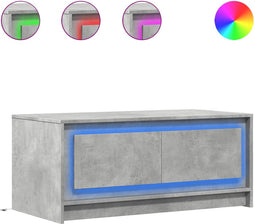 vidaXL - Salontafel - met - LED-verlichting - bewerkt - hout - betongrijs