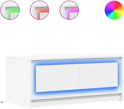 vidaXL - Salontafel - met - LED-verlichting - bewerkt - hout - wit