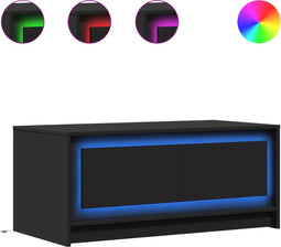 vidaXL - Salontafel - met - LED-verlichting - bewerkt - hout - zwart