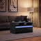 vidaXL - Salontafel - met - LED-verlichting - bewerkt - hout - zwart