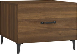 vidaXL - Salontafel - met - metalen - poten - 50x50x40 - cm - bruin - eikenkleur