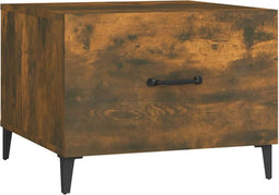 vidaXL - Salontafel - met - metalen - poten - 50x50x40 - cm - gerookt - eikenkleurig