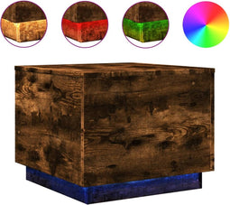 vidaXL - Salontafel - met - metalen - poten - 50x50x40 - cm - gerookt - eikenkleurig