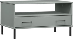 vidaXL - Salontafel - met - metalen - poten - OSLO - 85x50x45 - cm - hout - grijs