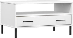 vidaXL - Salontafel - met - metalen - poten - OSLO - 85x50x45 - cm - masssief - hout - wit