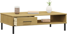 vidaXL - Salontafel - met - metalen - poten - OSLO - massief - grenenhout - bruin