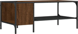 vidaXL - Salontafel - met - rek - 100x51x40 - cm - bewerkt - hout - bruin - eikenkleur