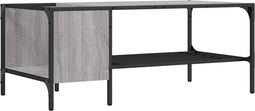 vidaXL - Salontafel - met - rek - 100x51x40 - cm - bewerkt - hout - grijs - sonoma - eiken