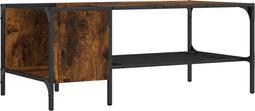vidaXL - Salontafel - met - rek - 100x51x40 - cm - bewerkt - hout - gerookt - eikenkleur
