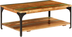 vidaXL - Salontafel - met - schap - 100x60x35 - cm - massief - gerecycled - hout