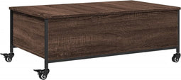 vidaXL - Salontafel - met wielen - 91x55x34 - cm - bewerkt hout - bruin - eikenkleur