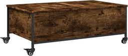 vidaXL - Salontafel - met wielen - 91x55x34 - cm - bewerkt hout - gerookt - eiken