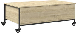 vidaXL - Salontafel - met wielen - 91x55x34 - cm - bewerkt hout - sonoma - eiken