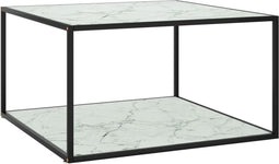 vidaXL - Salontafel - met - wit - marmerglas - 90x90x50 - cm - zwart