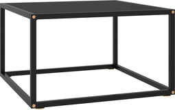 vidaXL - Salontafel - met - zwart - glas - 60x60x35 - cm - zwart