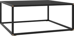 vidaXL - Salontafel - met - zwart - glas - 80x80x35 - cm - zwart