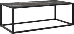 vidaXL - Salontafel - met - zwart - marmerglas - 100x50x35 - cm - zwart