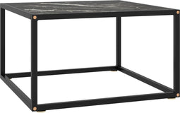vidaXL - Salontafel - met - zwart - marmerglas - 60x60x35 - cm - zwart