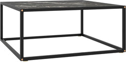 vidaXL - Salontafel - met - zwart - marmerglas - 80x80x35 - cm - zwart