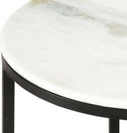 vidaXL - Salontafel - Ø50 - cm - echt - massief - marmer - wit - en - zwart