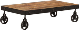 vidaXL - Salontafel - op - wieltjes - 100x60x26 - cm - massief - mangohout