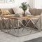 vidaXL - Salontafel - roestvrij - staal - en - gerecycled - hout - zilverkleurig