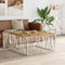 vidaXL - Salontafel - roestvrij - staal - en - massief - gerecycled - hout - zilver