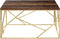 vidaXL - Salontafel - roestvrij - staal - en - massief - hout - goudkleurig