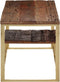 vidaXL - Salontafel - roestvrij - staal - en - massief - hout - goudkleurig