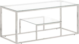 vidaXL - Salontafel - roestvrijstaal - en - gehard - glas - zilverkleurig