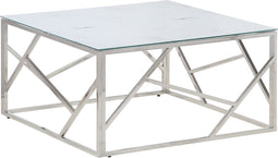 vidaXL - Salontafel - roestvrijstaal - en - gehard - glas - zilverkleurig