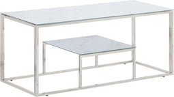 vidaXL - Salontafel - roestvrijstaal - en - gehard - glas - zilverkleurig