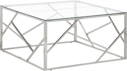 vidaXL - Salontafel - roestvrijstaal - en - gehard - glas - zilverkleurig
