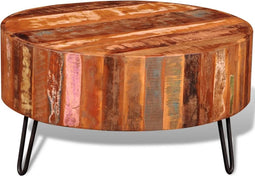 vidaXL - Salontafel - rond - massief - gerecycled - hout