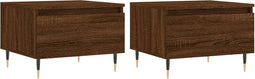 vidaXL - Salontafels - 2 - st - 50x46x35 - cm - bewerkt - hout - bruin - eikenkleur
