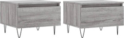 vidaXL - Salontafels - 2 - st - 50x46x35 - cm - bewerkt - hout - grijs - sonoma - eiken