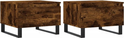 vidaXL - Salontafels - 2 - st - 50x46x35 - cm - bewerkt - hout - gerookt - eikenkleurig